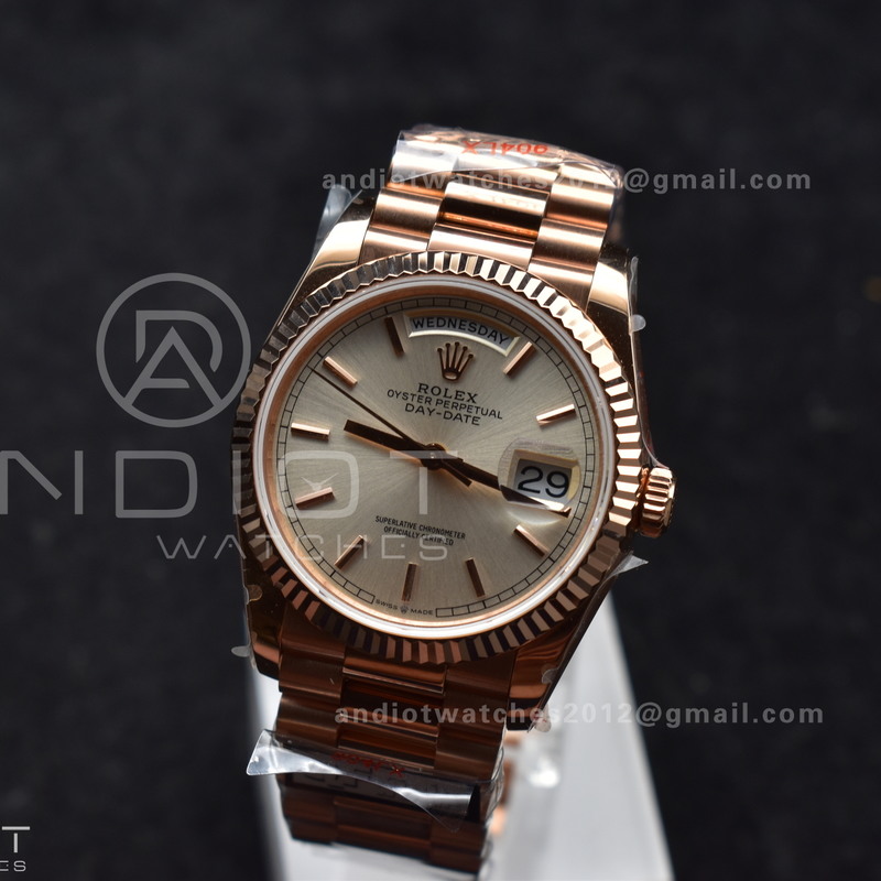 DayDate 36 RG QF Best Edition 904L Steel Silver Dial on President Bracelet vr3255 V5 (Gain Weight)